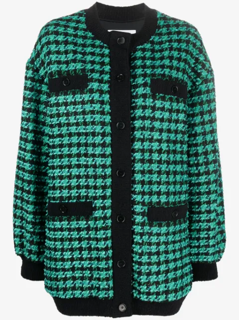 MSGM houndstooth-pattern tweed cardi-coat