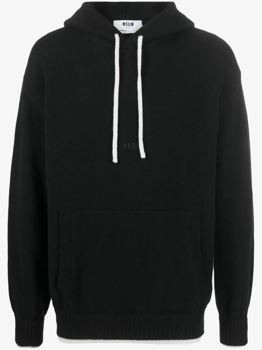 MSGM contrasting trim drawstring hoodie | Black | Image 1