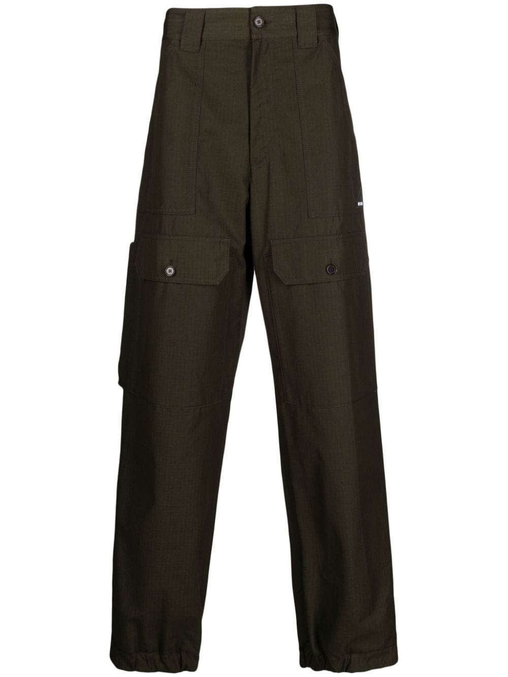 Msgm Cargo-pocket Ripstop Tapered Trousers In Green