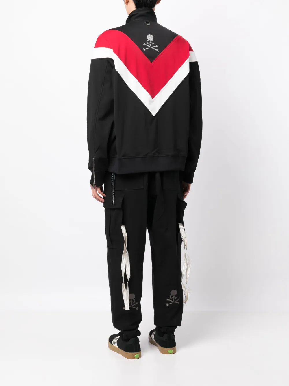 Mastermind Japan Embroidered-logo Colour-block Jacket In Black