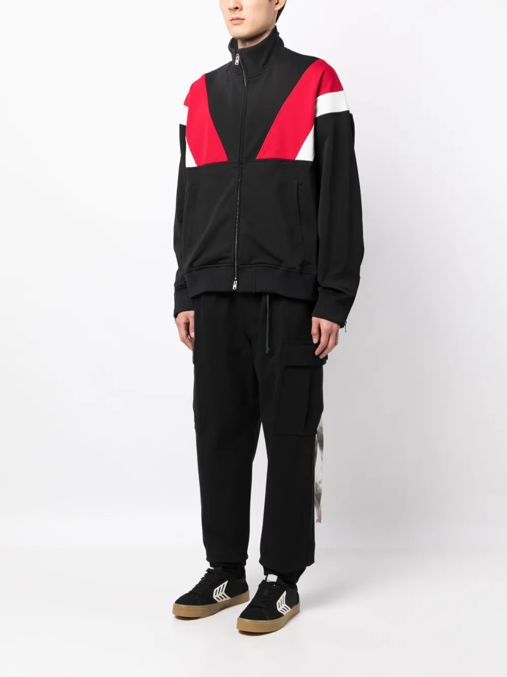 Mastermind Japan Embroidered-logo Colour-block Jacket In Black