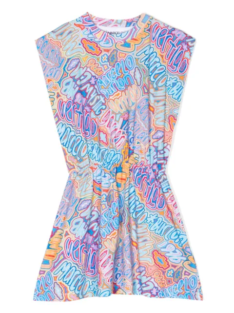 Marcelo Burlon County Of Milan Kids logo-print ruched cotton dress