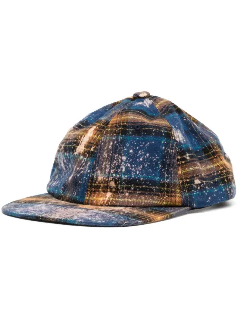 We11done bleach-wash checkered cap