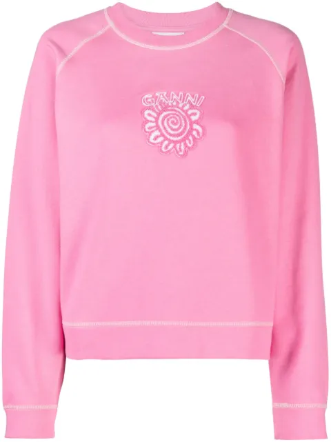 GANNI logo-print cotton sweatshirt