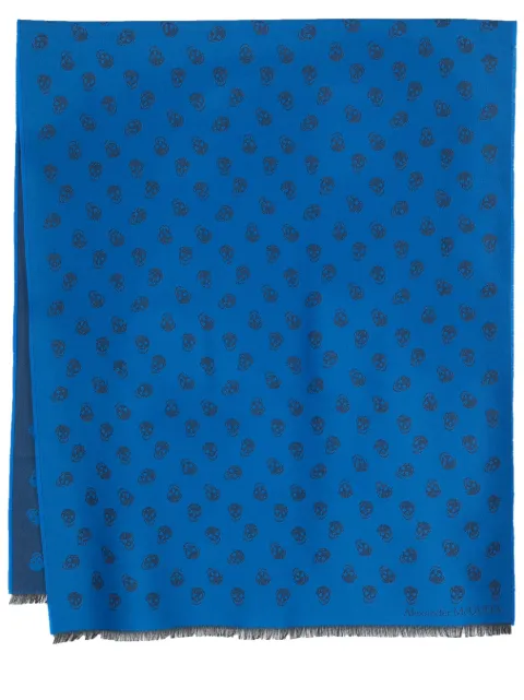 Alexander McQueen skull-jacquard fringed scarf