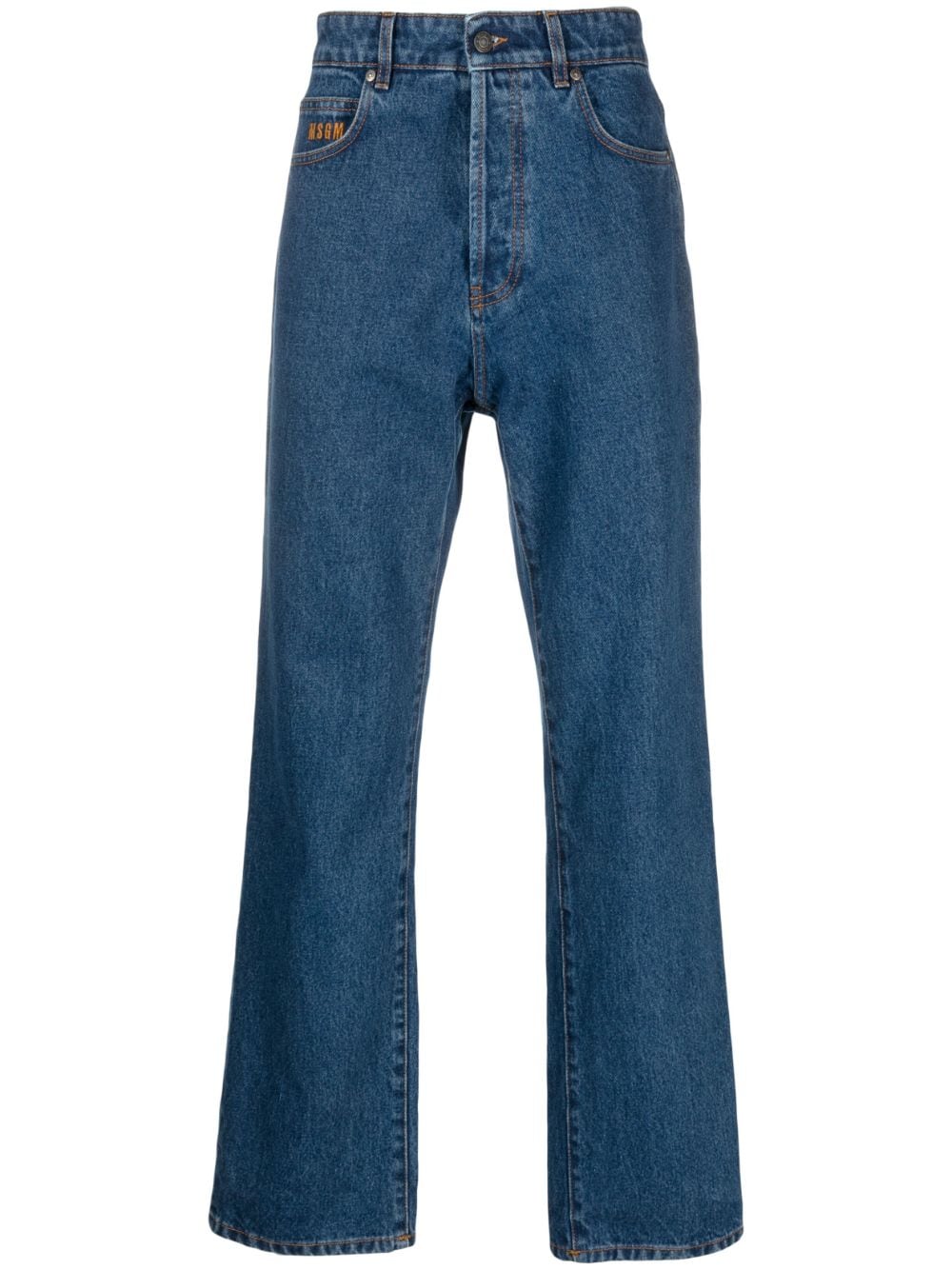 logo-embroidered straight-leg jeans