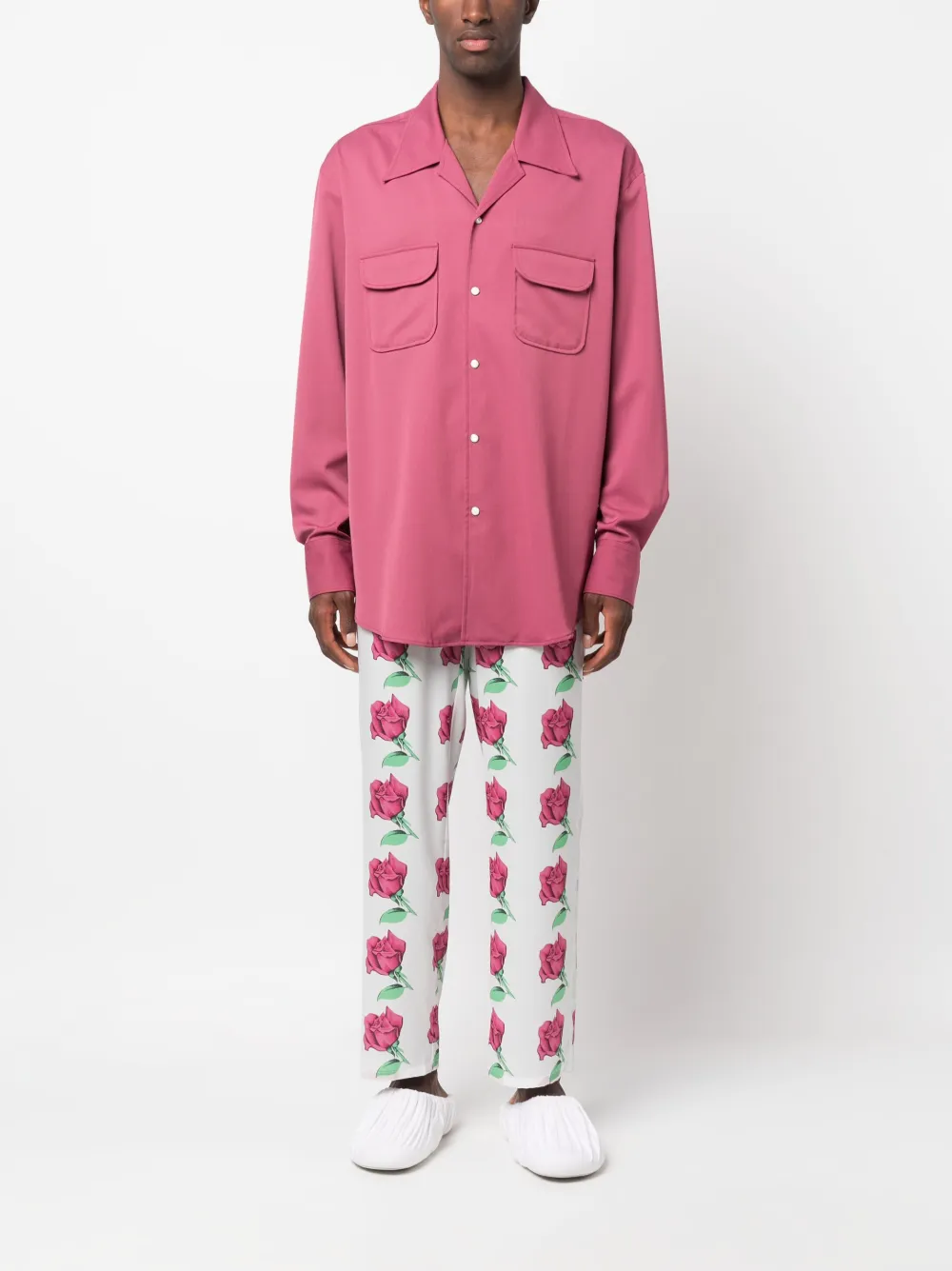 MSGM Broek met bloemenprint - Wit