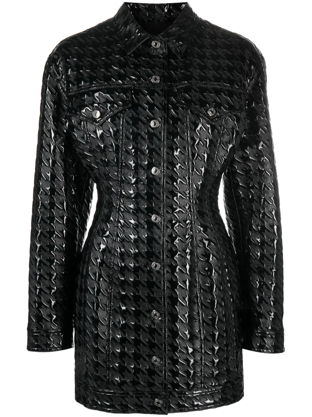 MSGM embossed-pattern faux-leather shirt jacket | Black | Image 1