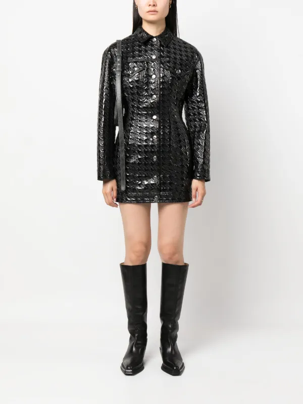 msgm leather dress embossed-pattern faux-leather Shirt Jacket | Black Ebay