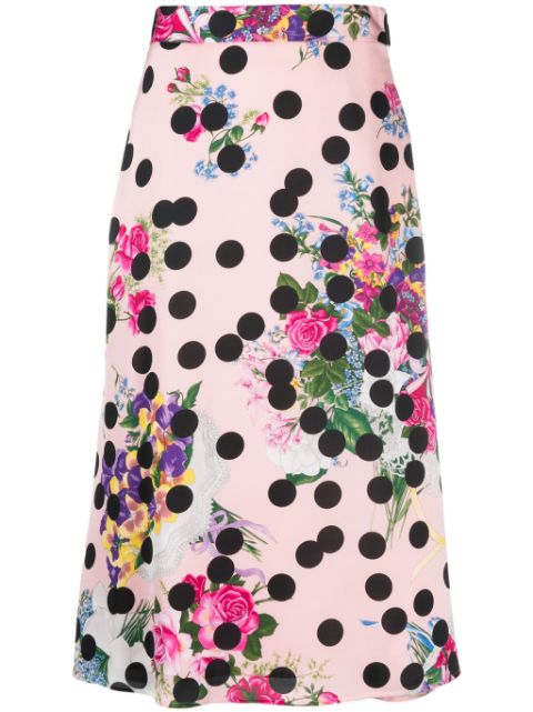 MSGM mix-print high-waisted midi skirt