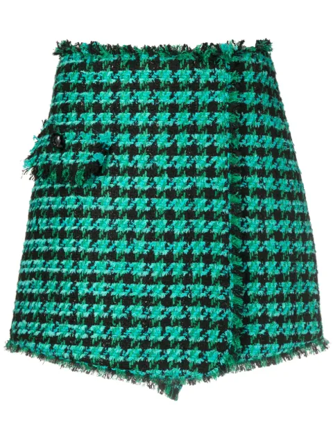 MSGM tweed houndstooth-pattern shorts