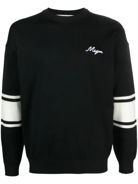 MSGM logo-embroidered crew-neck jumper