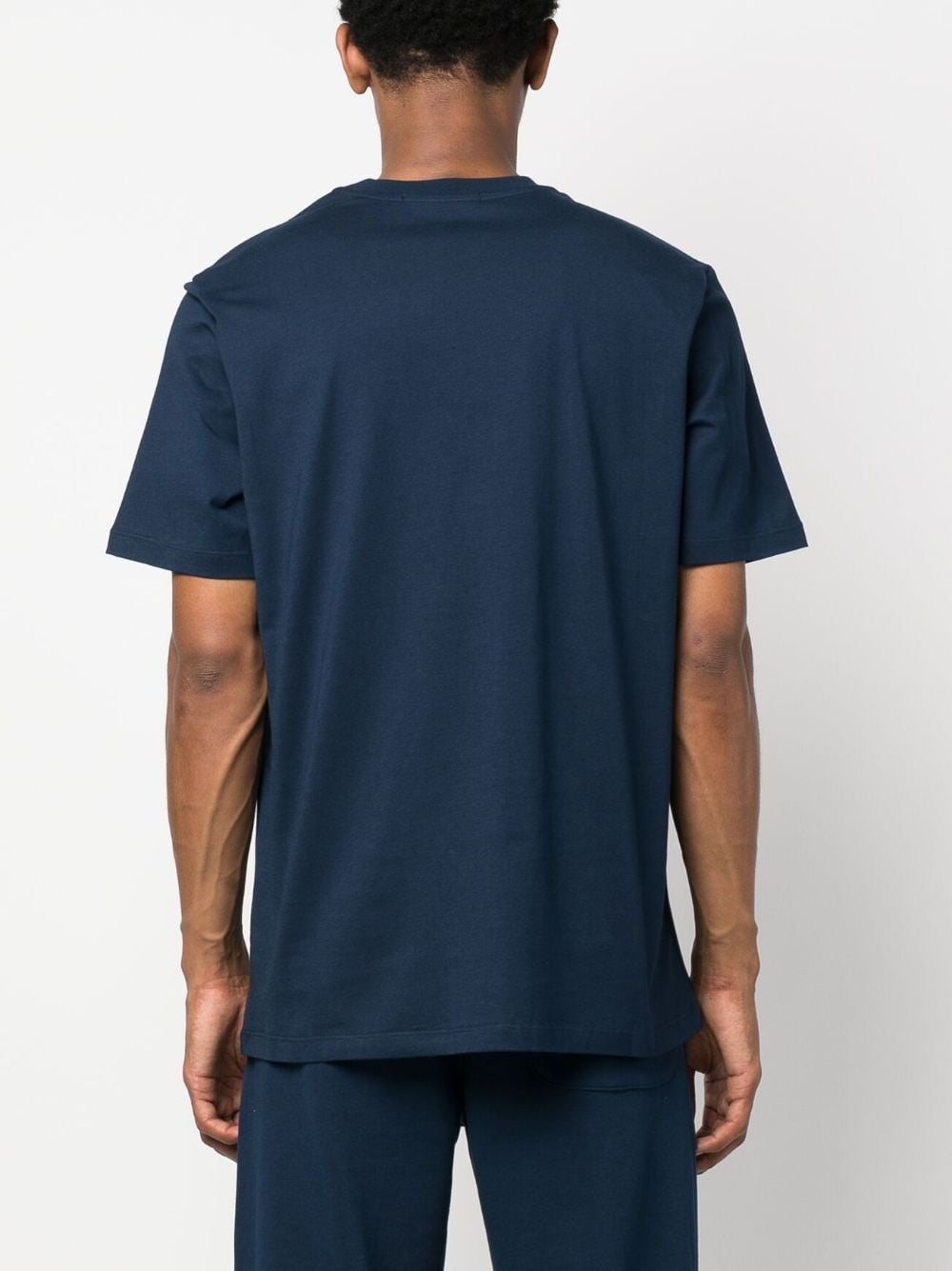 Shop Msgm Logo-lettering Print Cotton T-shirt In Blue