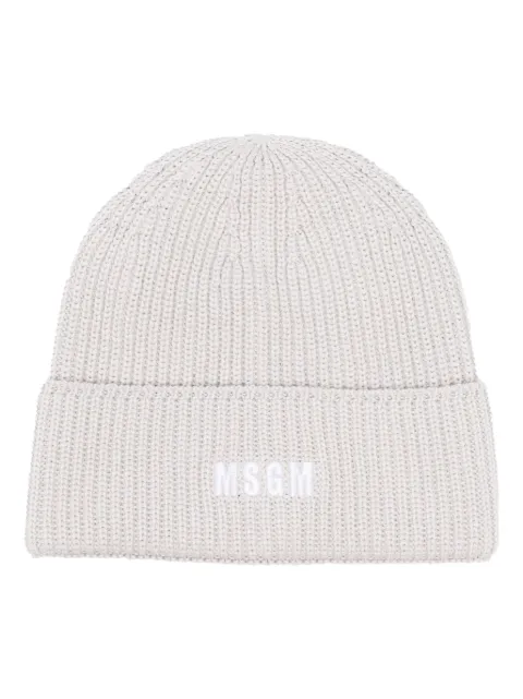 MSGM logo-embroidered ribbed-knit beanie