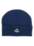 MSGM logo-patch knitted beanie - Blue