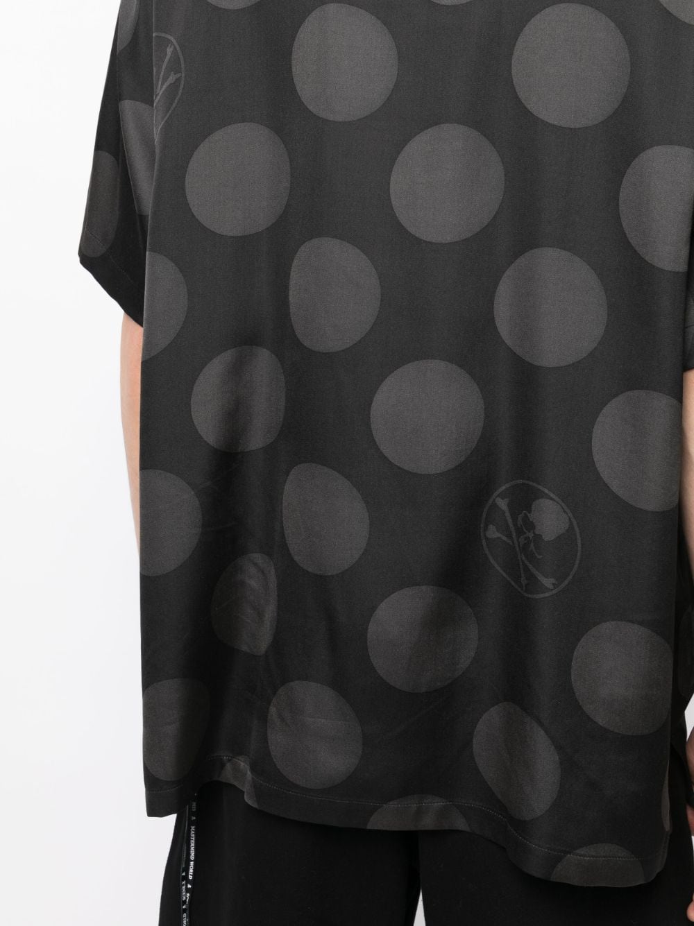 Shop Mastermind Japan Polka-dot Silk Shirt In Black
