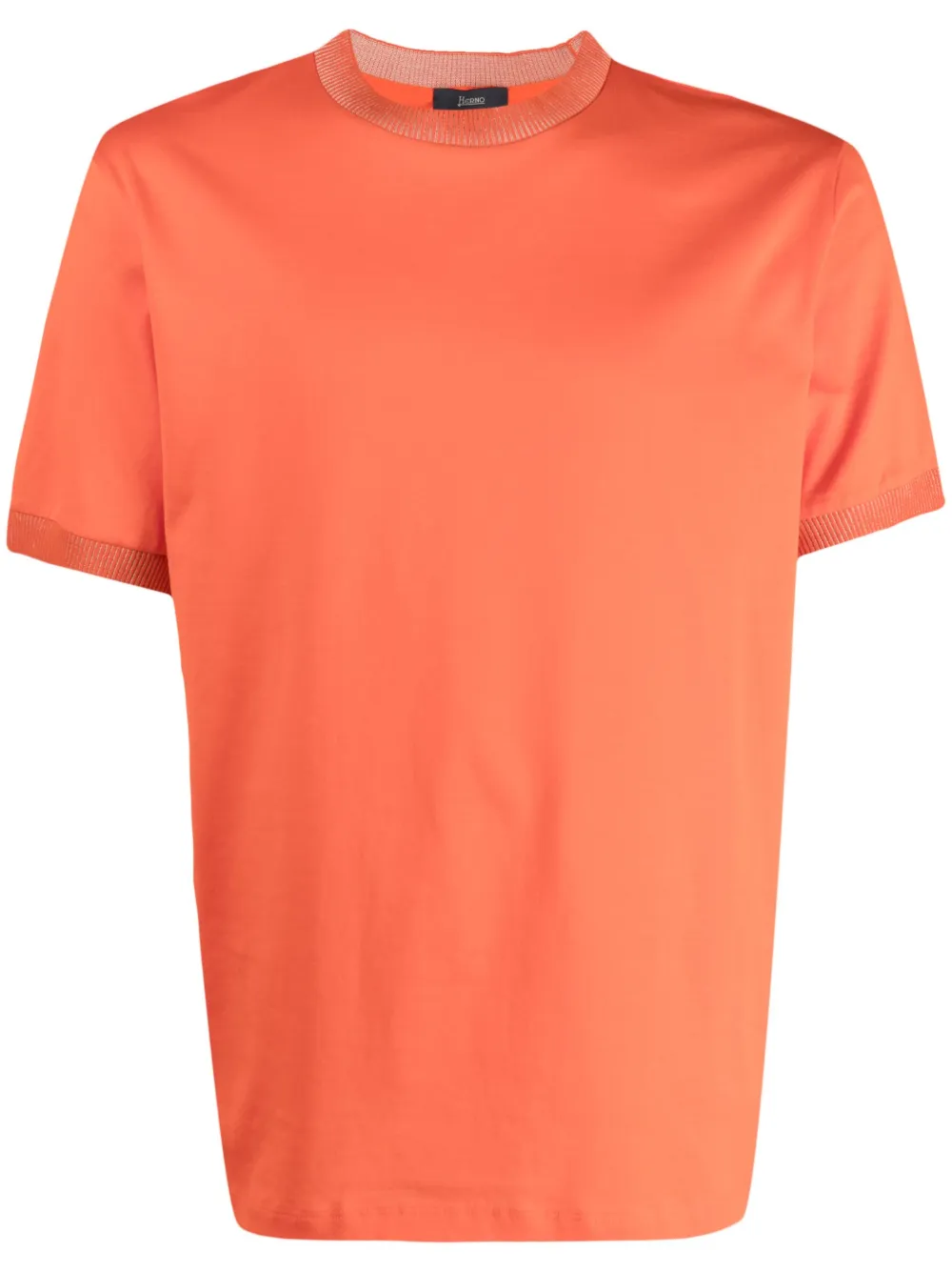 Herno Crew-neck Cotton T-shirt In Orange