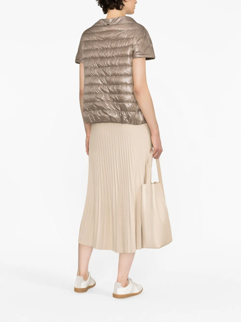 Herno Greta Iconico Cap Sleeve Quilted Down Jacket In Taupe