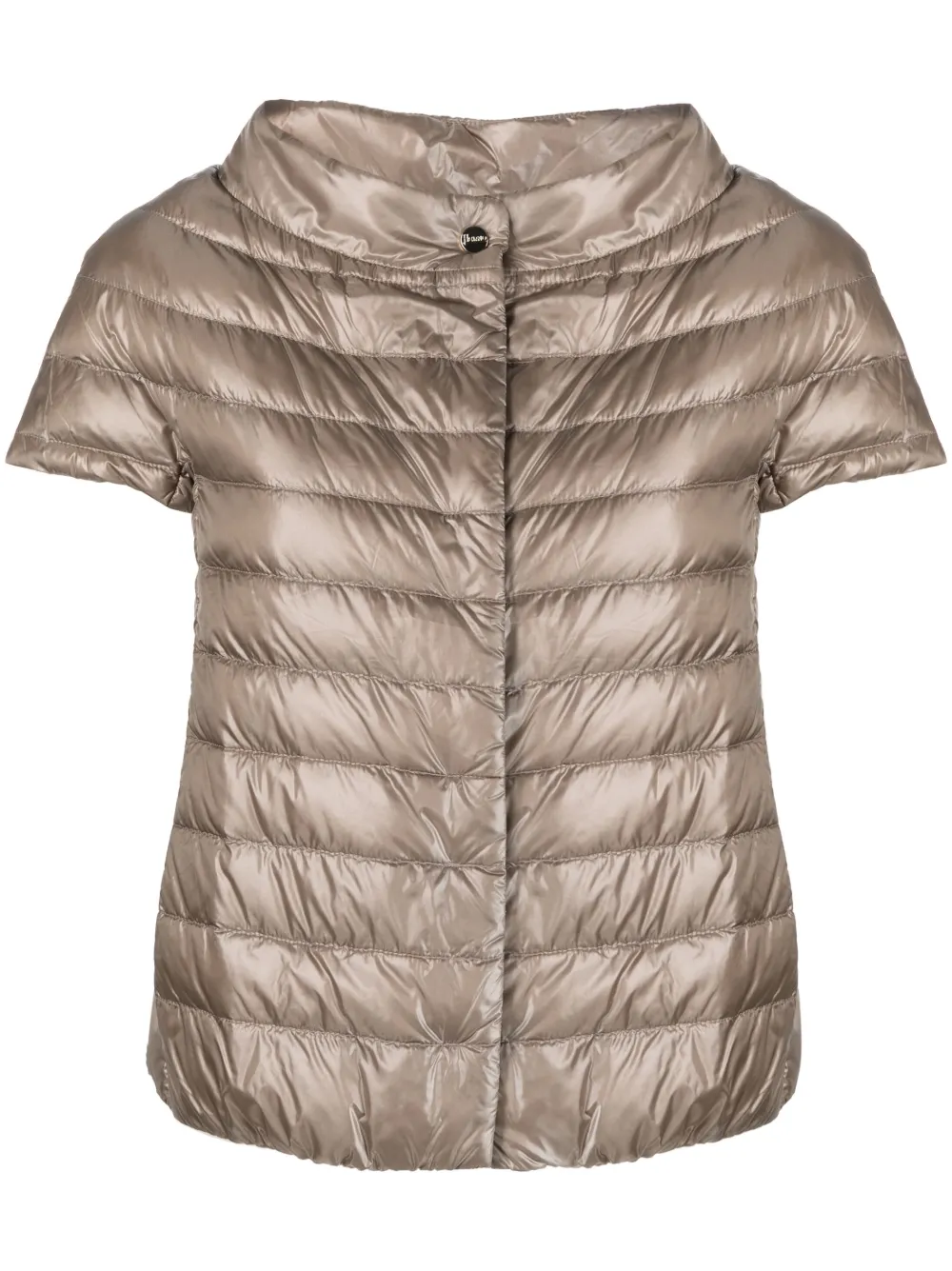 Herno Margherita Short-sleeve Quilted Jacket In Brown