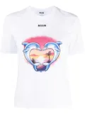 MSGM dolphin-print cotton T-shirt - White
