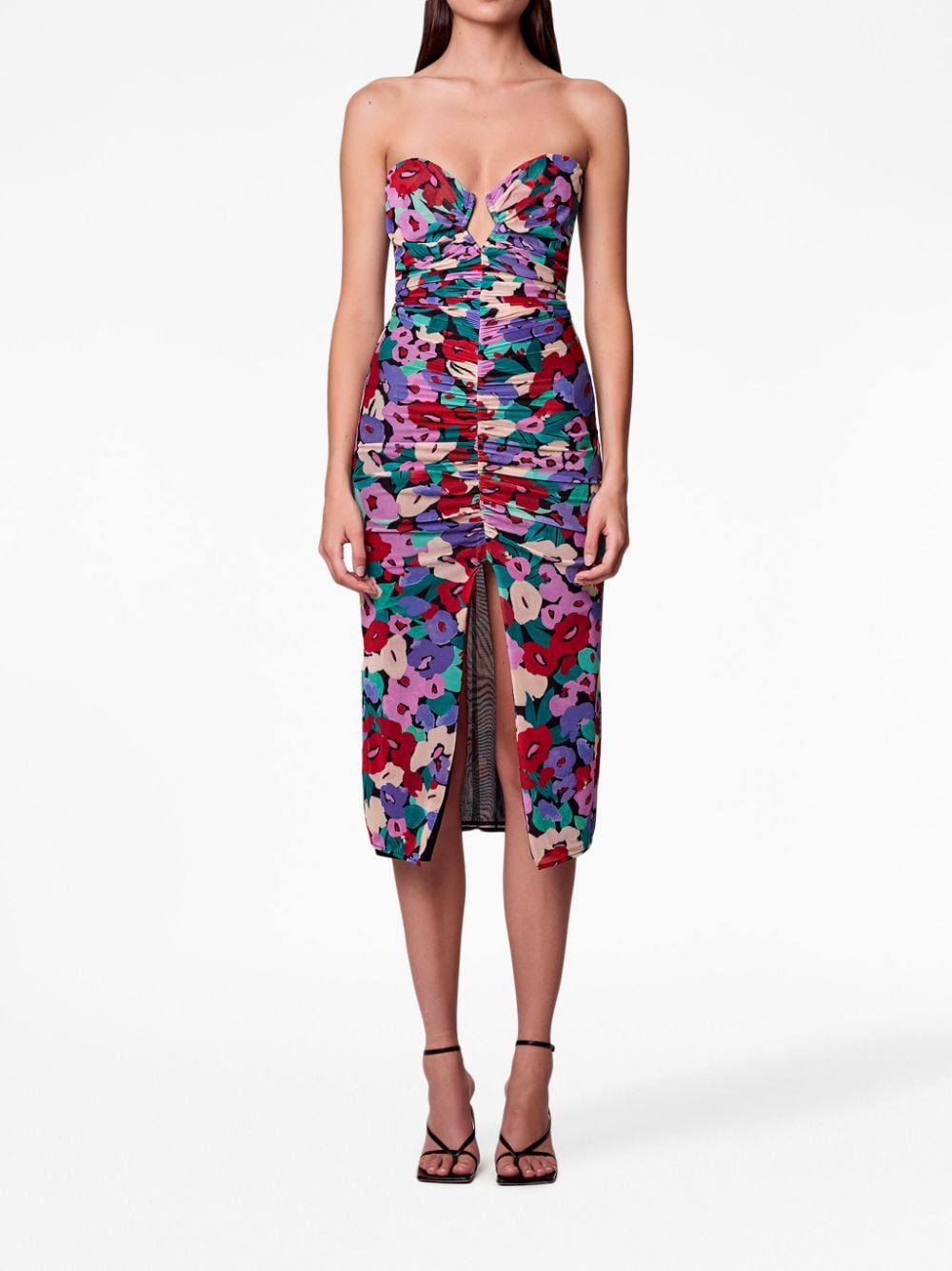 Nicholas Sorin floral-print ruched dress - Blauw