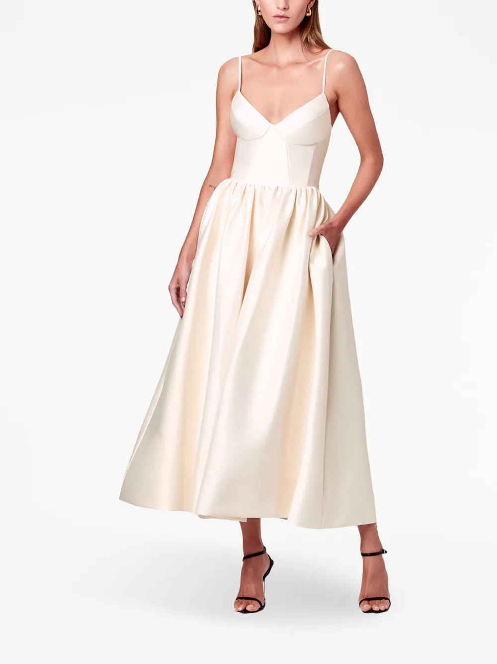 Nicholas Misty satin-finish sleeveless dress - Wit