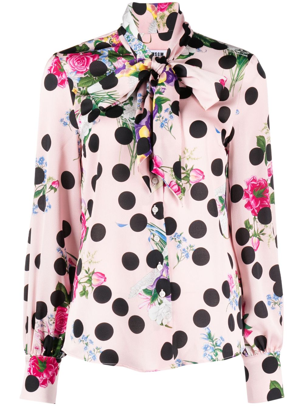 MSGM Printed pussy-bow Shirt - Farfetch