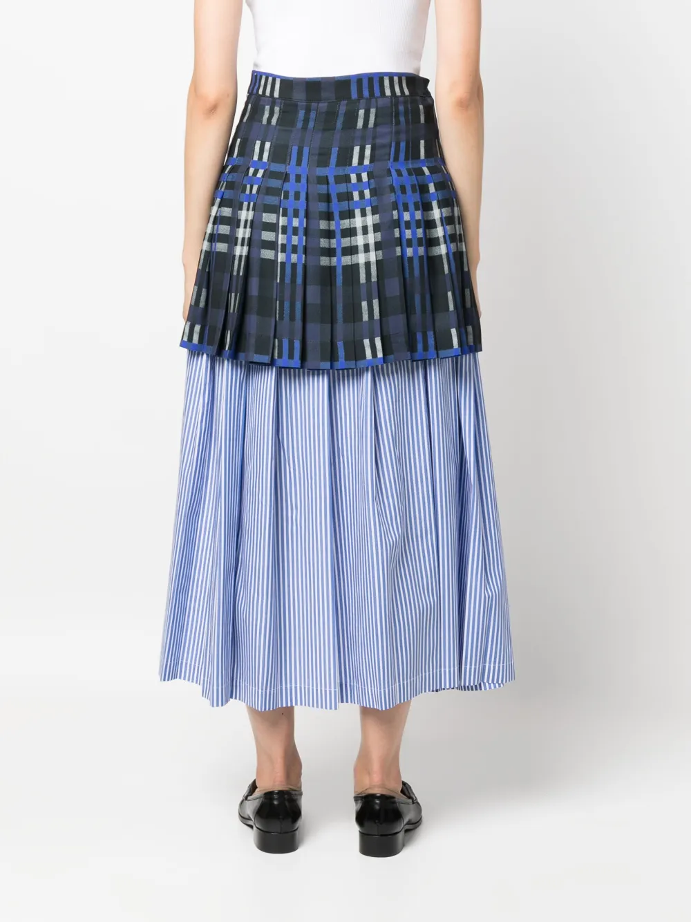 Msgm Mix-print Layered Asymmetric Midi Skirt In Blue