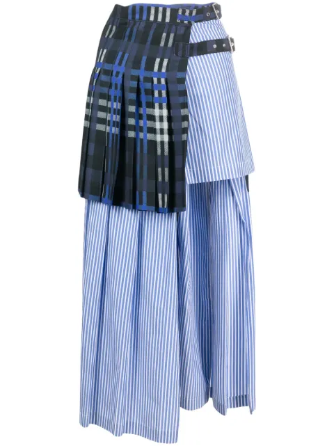 MSGM mix-print layered asymmetric midi skirt
