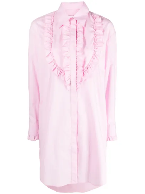 MSGM ruched-trim cotton shirt dress 