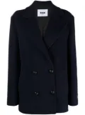 MSGM double-breasted logo-patch jacket - Blue