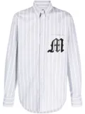 MSGM logo-appliqué striped cotton shirt - Grey