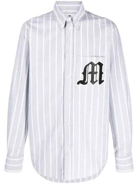 MSGM logo-appliqué striped cotton shirt
