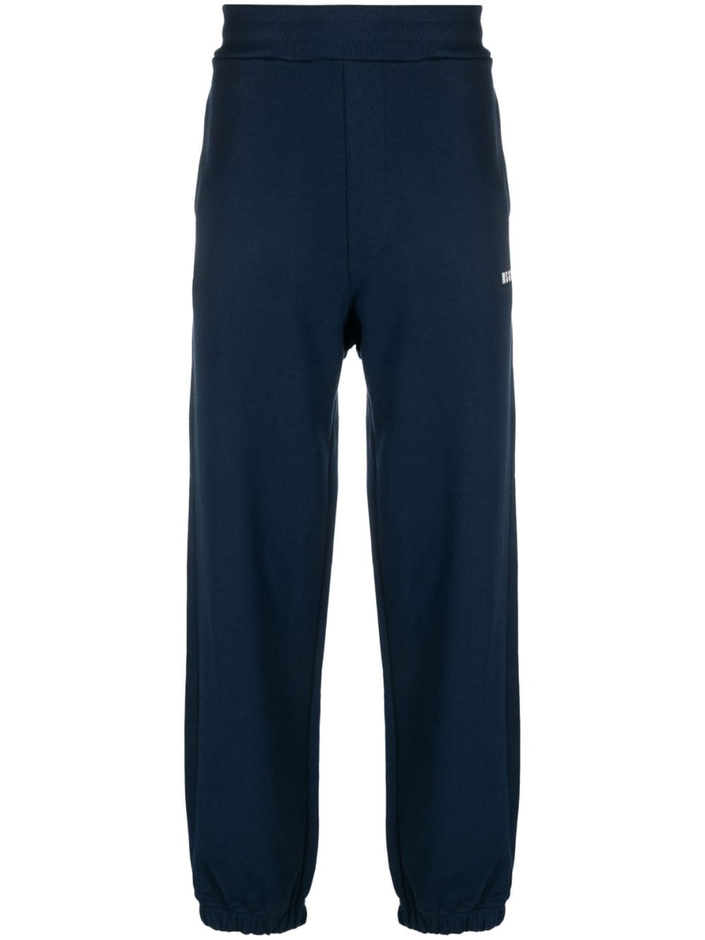Msgm Logo-lettering Cotton Track Pants In Blue