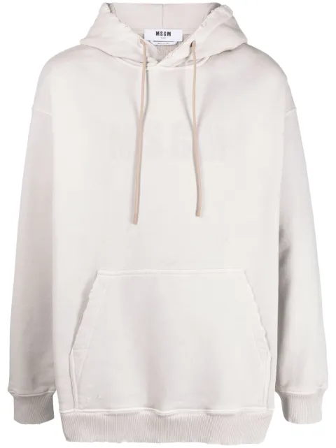 MSGM tonal logo-print cotton hoodie