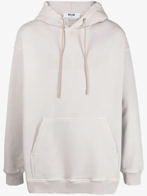 MSGM tonal logo-print cotton hoodie