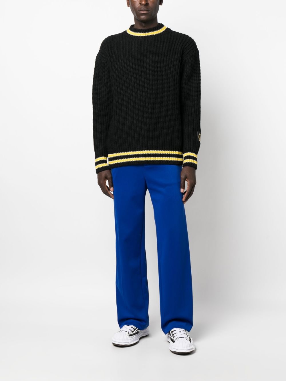 MSGM logo-patch chunky-ribbed jumper - Zwart