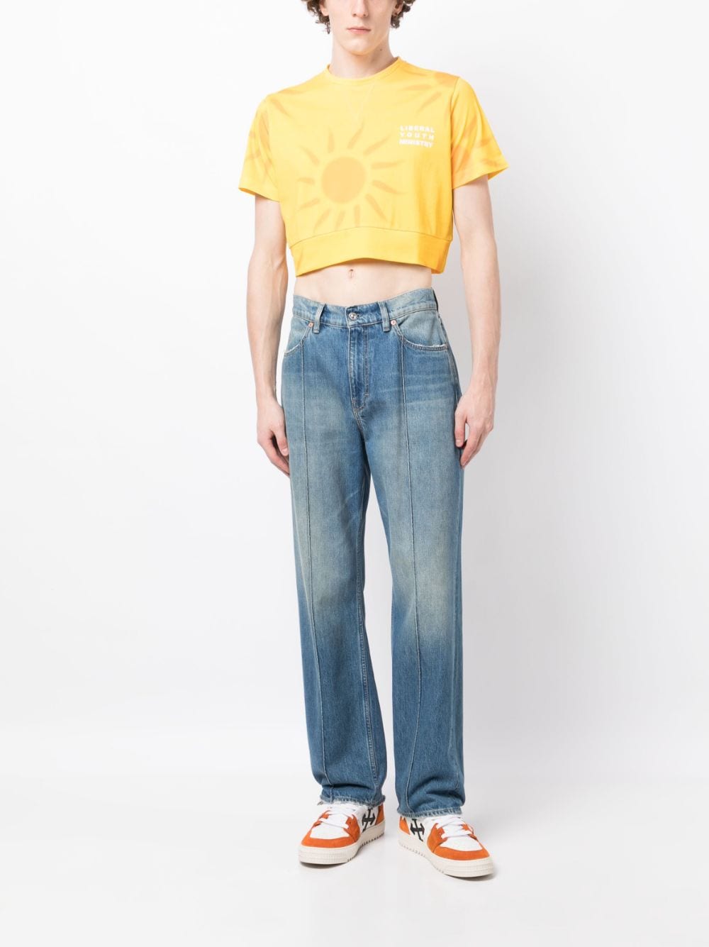Liberal Youth Ministry sun-print cotton crop top - Geel