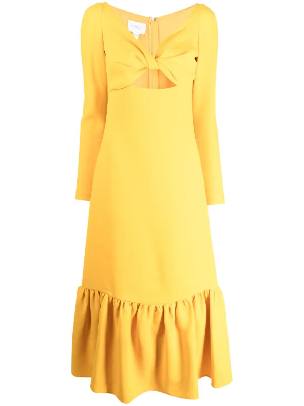 Giambattista Valli Twist-front Midi Dress in Yellow