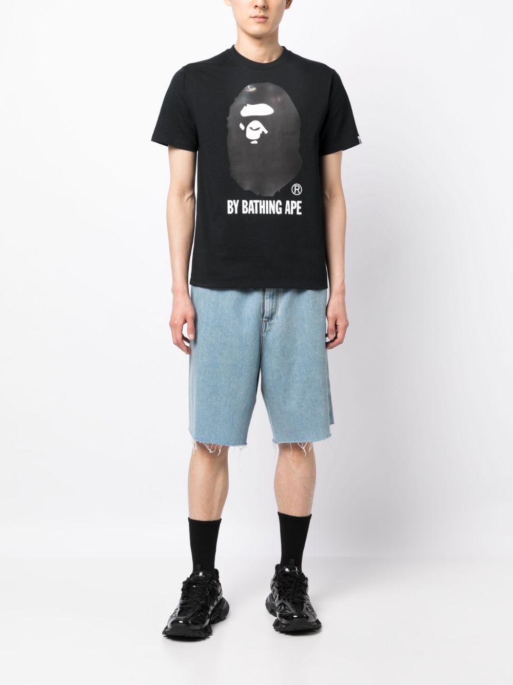 BAPE BLACK *A BATHING APE® logo-print cotton T-shirt - Zwart