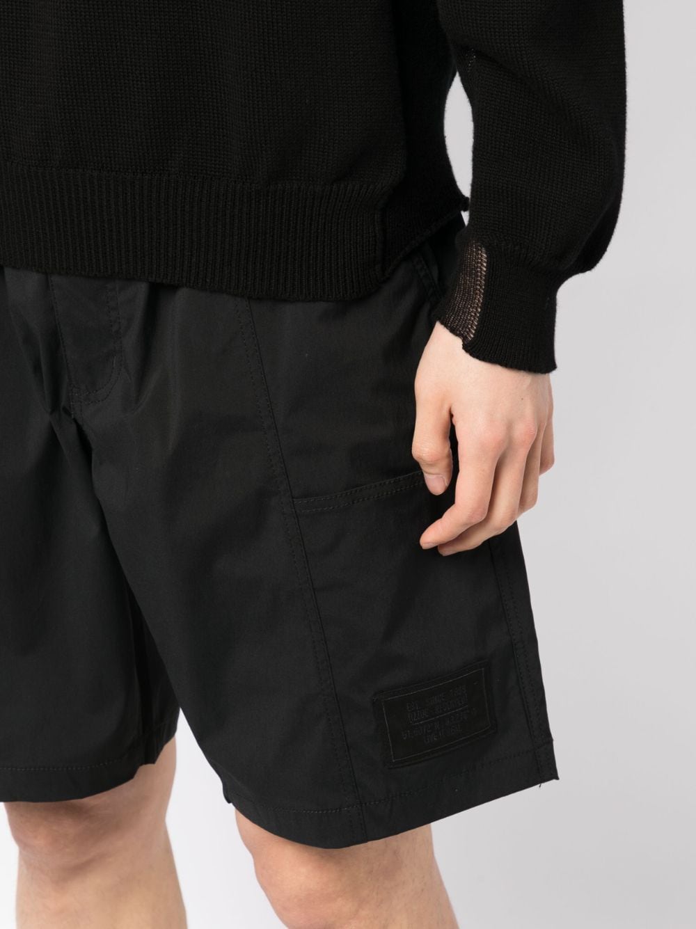 Shop Izzue Logo-patch Elasticated-waistband Shorts In Black