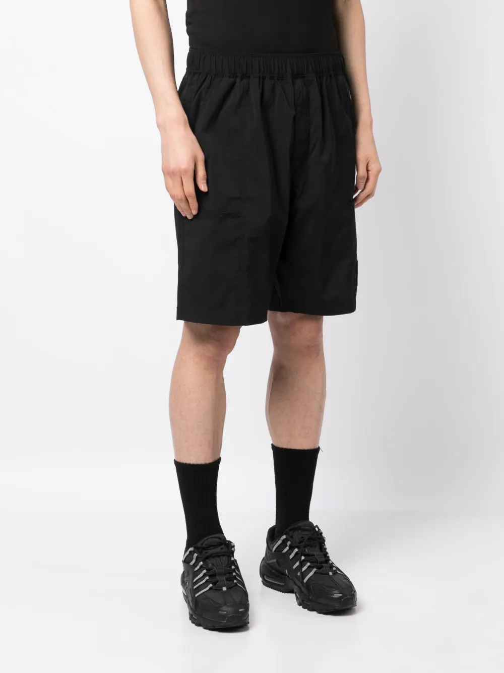 Shop Izzue Logo-patch Elasticated-waistband Shorts In Black