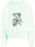We11done logo-patch cotton hoodie - Green