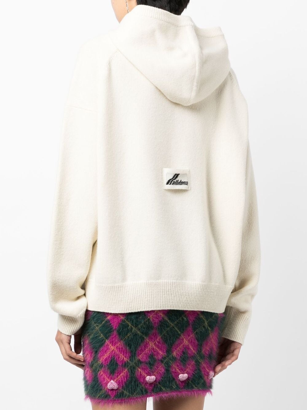 Shop We11 Done Logo-patch Wool Knitted Hoodie In White