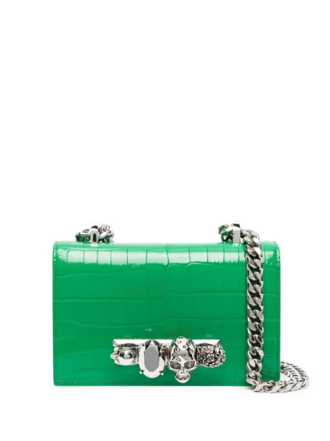 Alexander McQueen Jewelled crocodile-embossed shoulder bag
