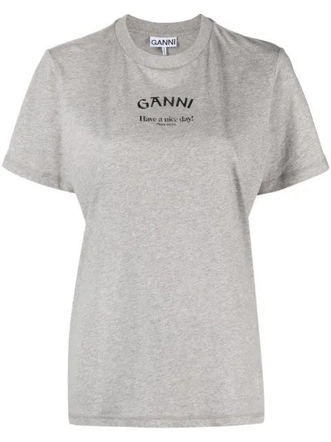 GANNI logo-print organic cotton T-shirt