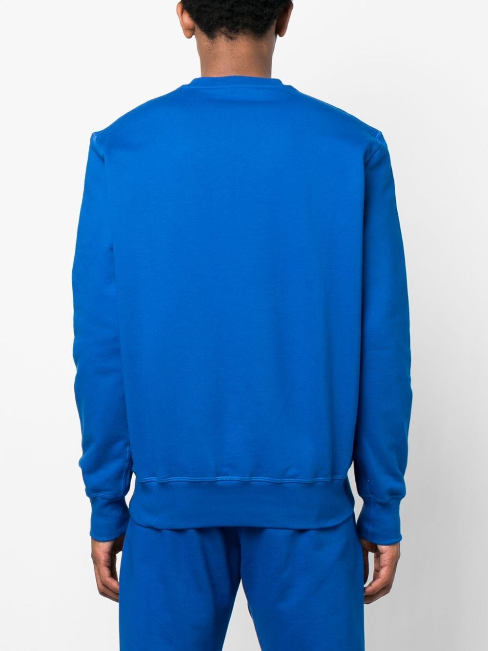 Shop Alexander Mcqueen Embroidered Logo Crew Neck Sweatshirt In Blue