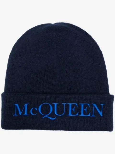 Alexander McQueen gorro de cachemira con logo bordado