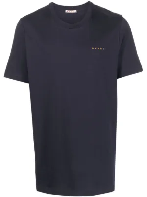 Prada logo-patch Cotton T-shirt | Blue | FARFETCH