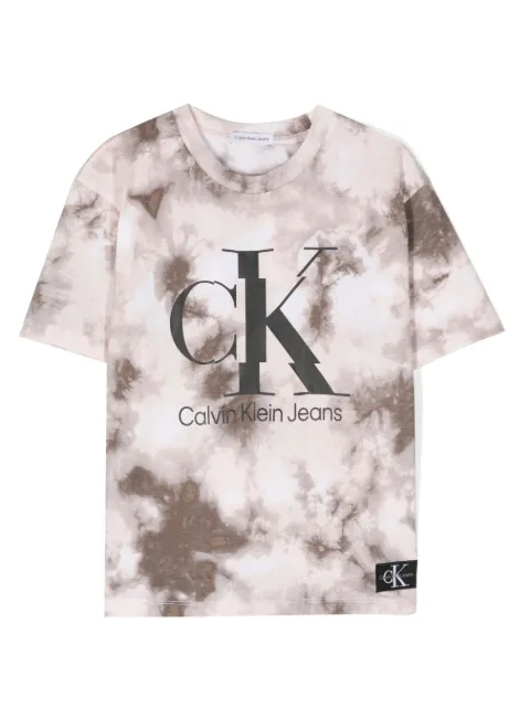 Calvin Klein Kids logo-print tie-dye T-shirt